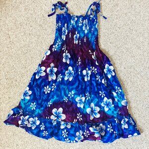 Moana Hawaiian Fashion Aloha Dress Blue Purple Hibiscus Girls 12